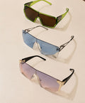 Oversized Shield Sunglasses – Green, Blue & Pink