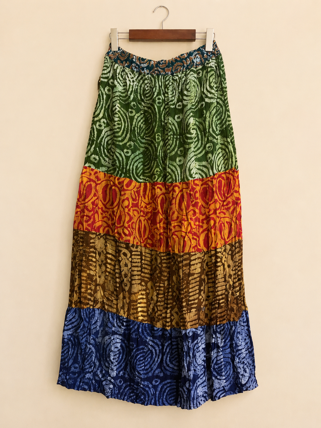 Multi-Colour Tiered Patterned Maxi Skirt