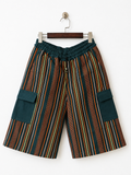Women African Print Cargo Shorts –  Elastic Waist Casual midi -Length Shorts
