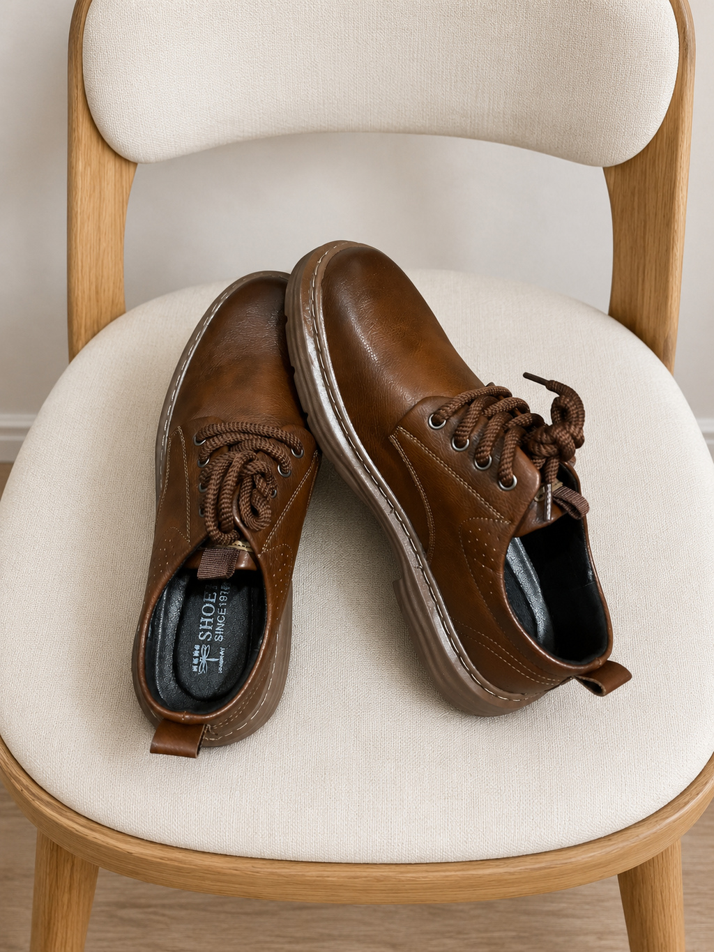 Men’s Brown Casual Lace-Up Shoes – Comfortable Everyday Walking Shoes