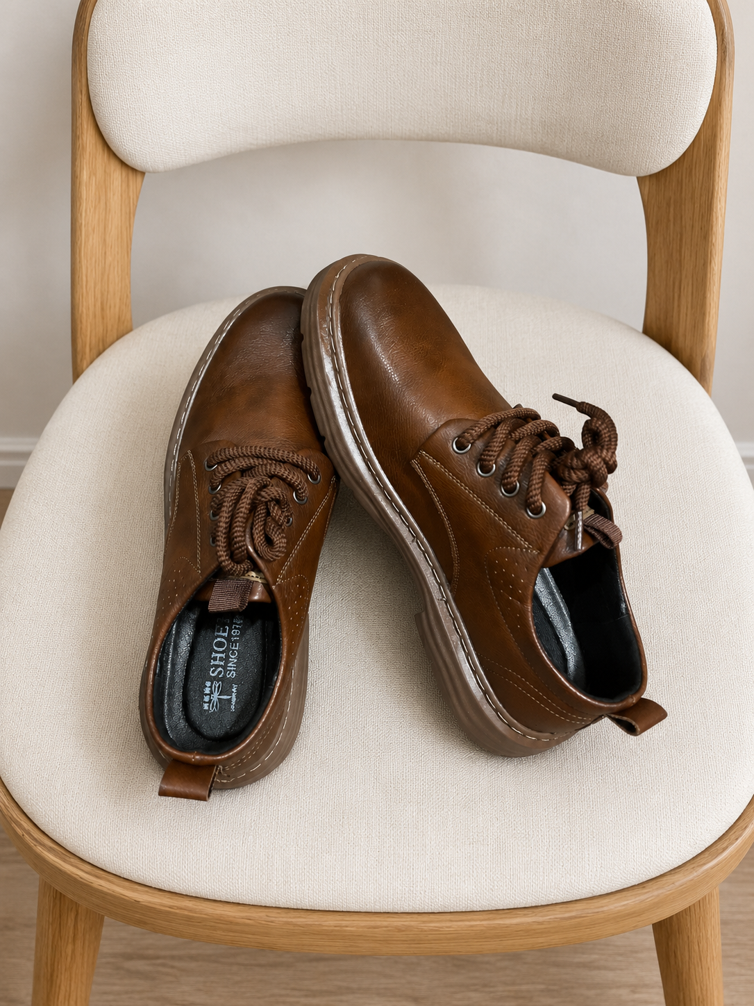 Men’s Brown Casual Lace-Up Shoes – Comfortable Everyday Walking Shoes