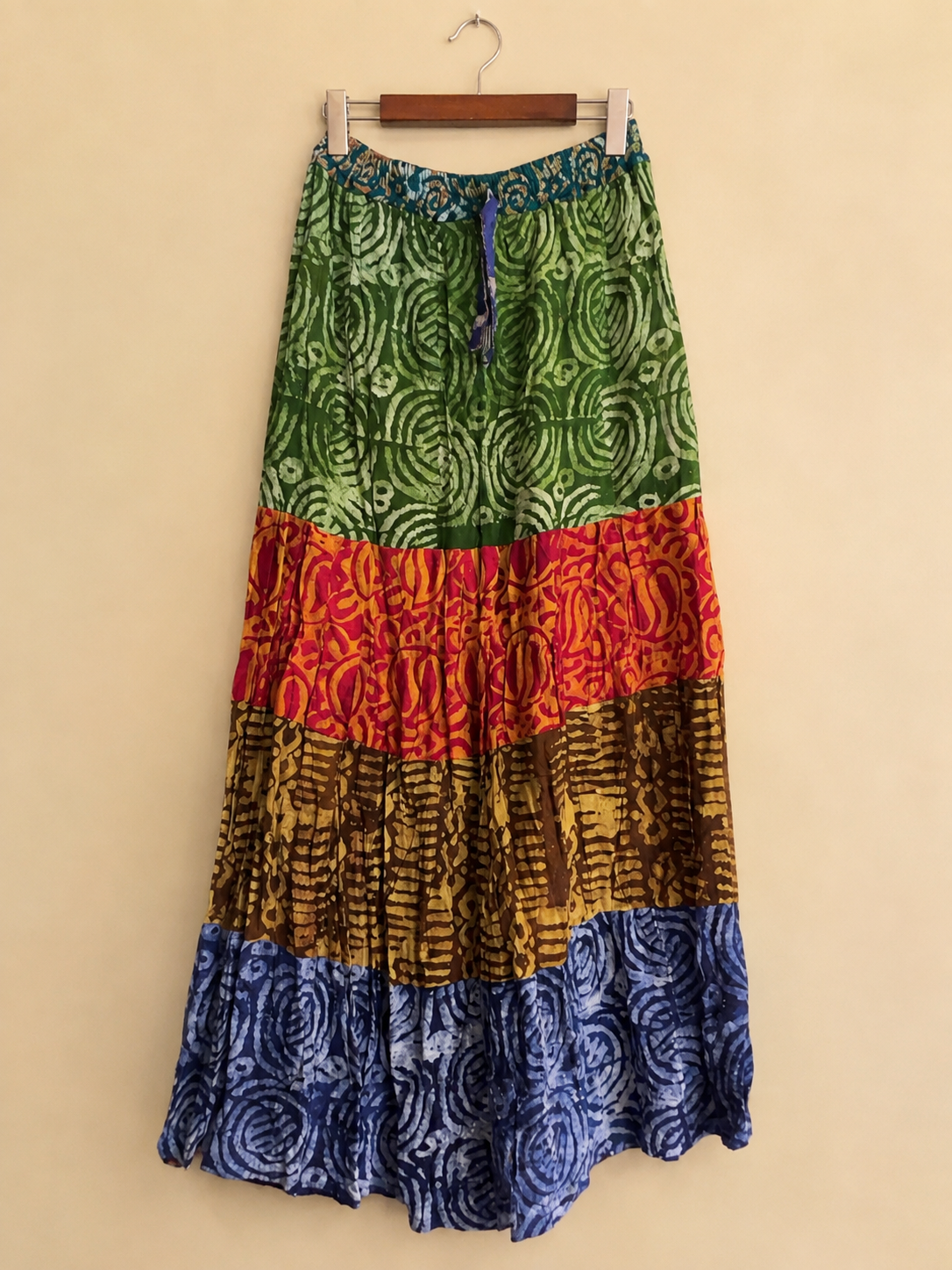 Multi-Colour Tiered Patterned Maxi Skirt
