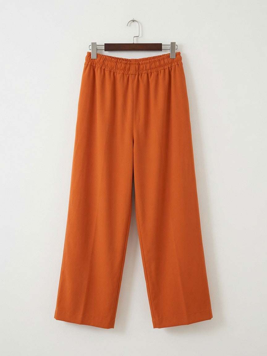 Handmade Orange Crepe Wide Leg Trousers | African Print Palazzo Pants | Elastic Waist Women’s Trousers